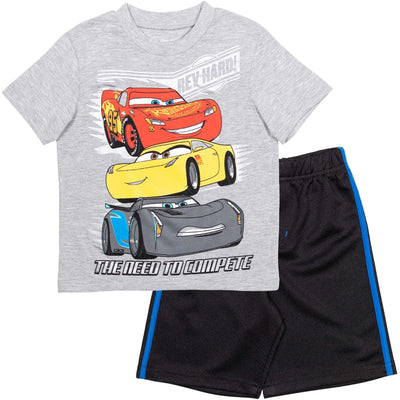 Disney Cars Lightning McQueen T-Shirt and Mesh Shorts Outfit Set - imagikids