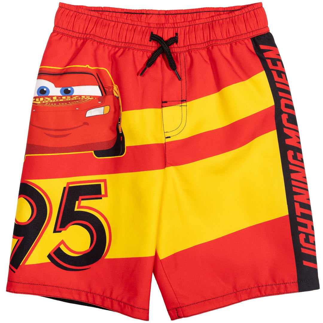 Disney Cars Lightning McQueen UPF 50+ Pullover Rash Guard Swim Trunks Outfit Set - imagikids