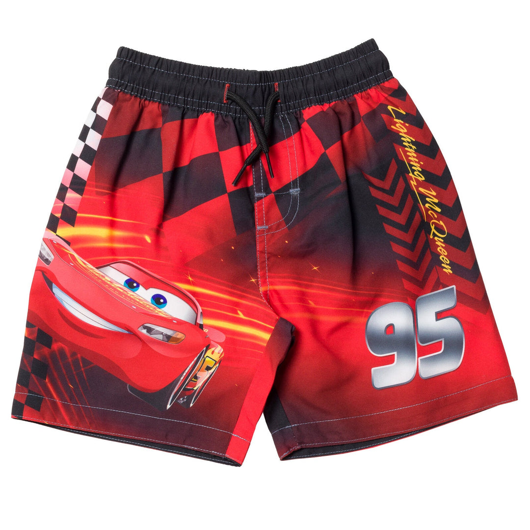 Disney Cars Lightning McQueen UPF 50+ Rash Guard Swim Trunks Outfit Set - imagikids