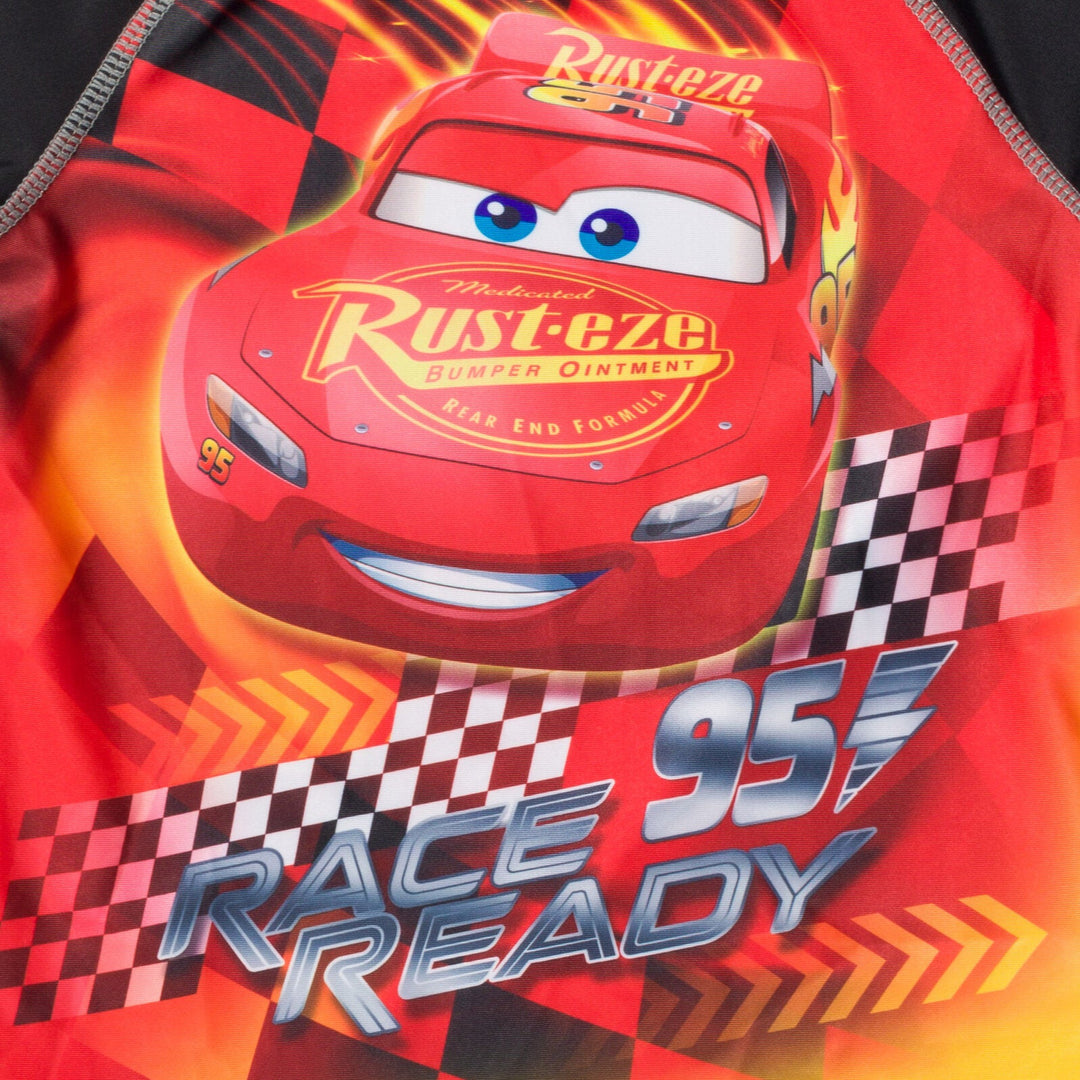 Disney Cars Lightning McQueen UPF 50+ Rash Guard Swim Trunks Outfit Set - imagikids