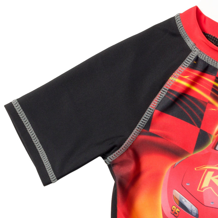 Disney Cars Lightning McQueen UPF 50+ Rash Guard Swim Trunks Outfit Set - imagikids