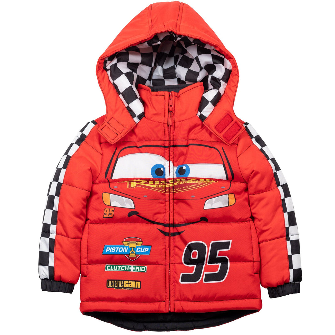 Disney Cars Lightning McQueen Zip Up Winter Coat Puffer Jacket - imagikids