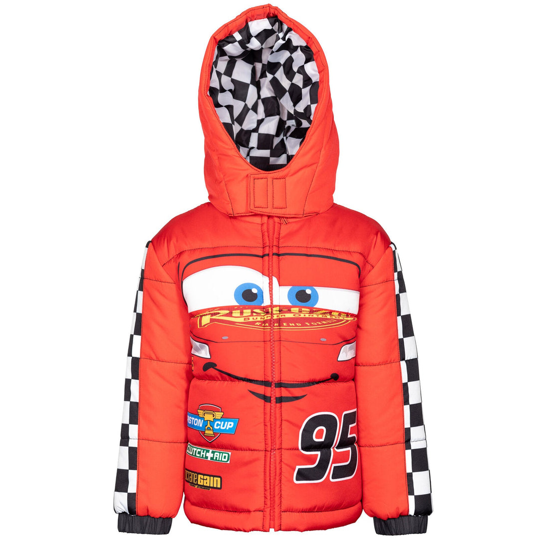 Disney Cars Lightning McQueen Zip Up Winter Coat Puffer Jacket - imagikids