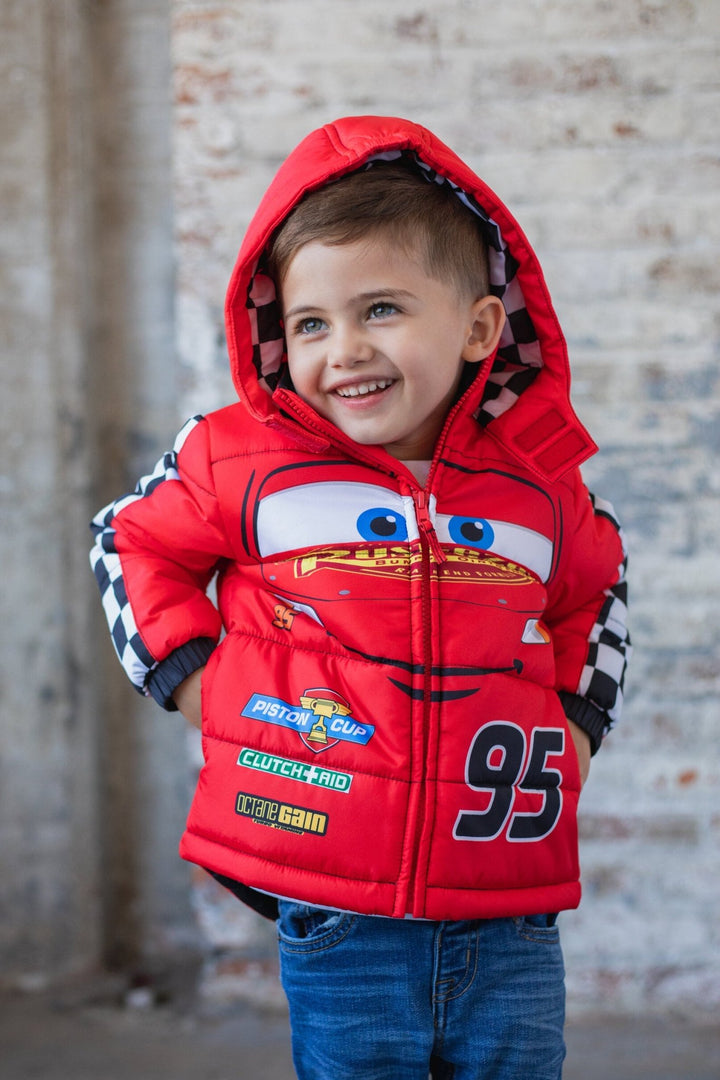 Disney Cars Lightning McQueen Zip Up Winter Coat Puffer Jacket - imagikids