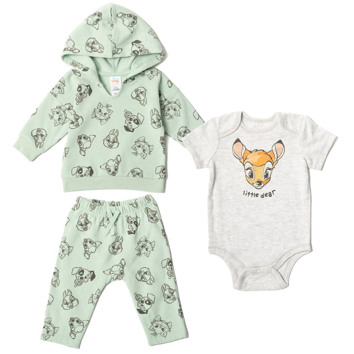 Disney Disney Classics Fleece Pullover Hoodie Bodysuit and Pants 3 Piece Outfit Set - imagikids