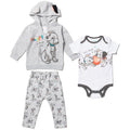 Disney Disney Classics Patch Fleece Pullover Hoodie Bodysuit and Pants 3 Piece Outfit Set