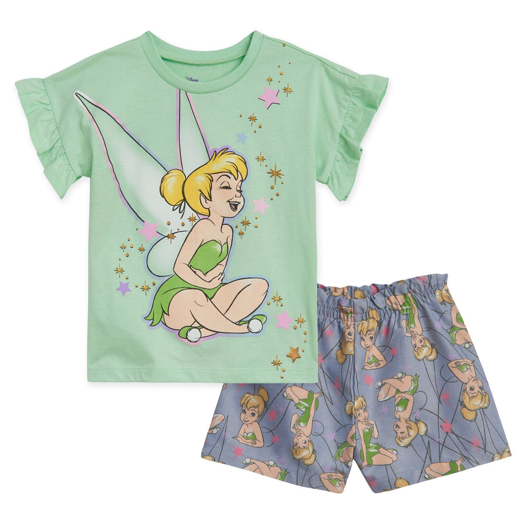 Disney Disney Classics Tinker Bell T-Shirt and Chambray Bike Shorts Outfit Set - imagikids