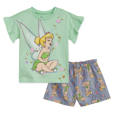 Disney Disney Classics Tinker Bell T-Shirt and Chambray Bike Shorts Outfit Set - imagikids