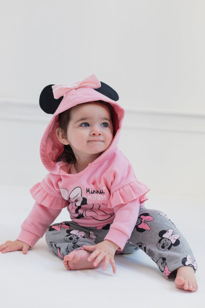 Disney Fleece Pullover Hoodie Bodysuit and Pants 3 Piece Outfit Set - imagikids