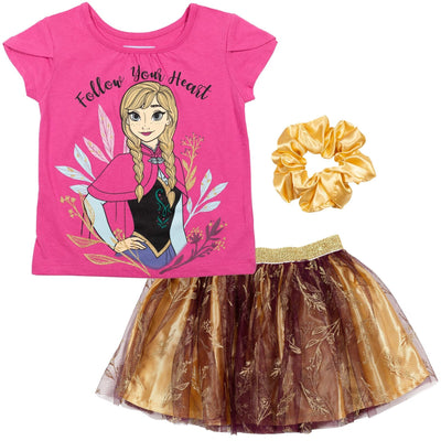 Disney Frozen Princess Anna T-Shirt Skirt and Scrunchie 3 Piece Outfit Set - imagikids