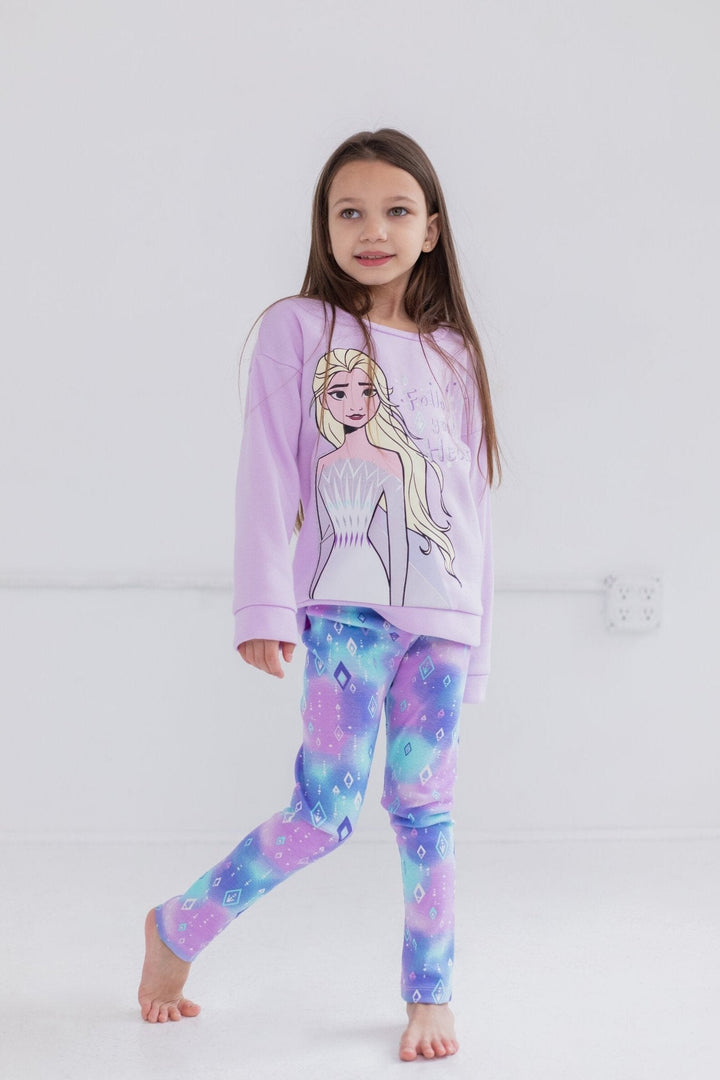 Disney Frozen Queen Elsa French Terry Sweatshirt and Leggings Outfit Set - imagikids