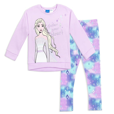 Disney Frozen Queen Elsa French Terry Sweatshirt and Leggings Outfit Set - imagikids