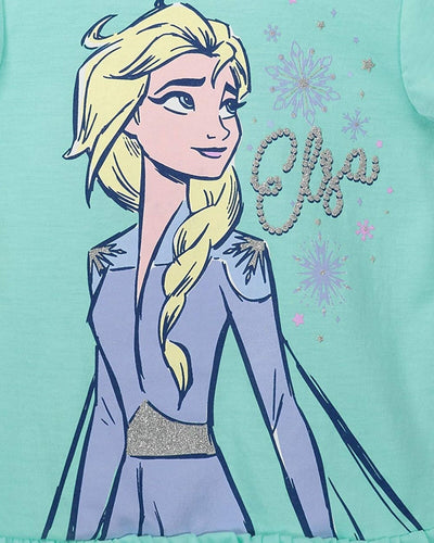 Disney Frozen Queen Elsa Peplum T-Shirt and French Terry Shorts Outfit Set - imagikids