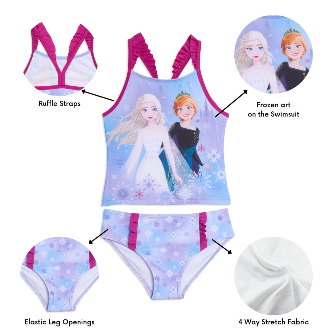 Disney Frozen UPF 50+ Tankini Top Bikini Bottom Swim Set - imagikids