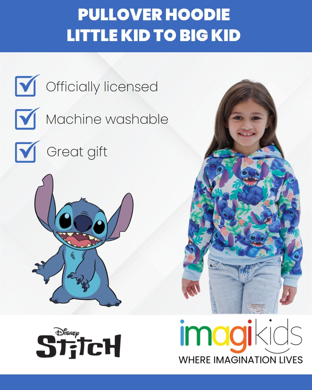 Disney Lilo & Stitch Fleece Pullover Hoodie - imagikids