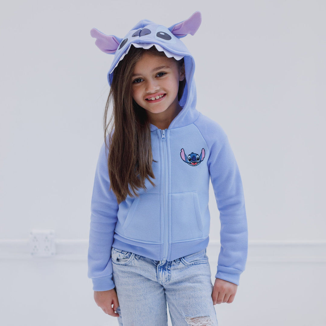 Disney Lilo & Stitch Girls French Terry Zip Up Cosplay Hoodie - imagikids