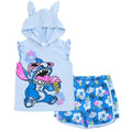 Disney Lilo &amp; Stitch Stitch - Camiseta sin mangas para cosplay y pantalones cortos de rizo francés retro delfín activo
