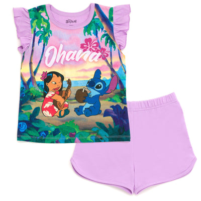 Disney Lilo & Stitch T-Shirt and French Terry Shorts Outfit Set - imagikids