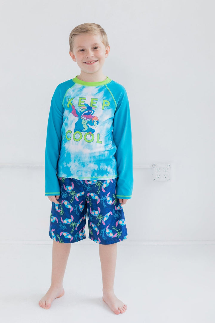 Disney Lilo & Stitch UPF 50+ Rash Guard Swim Trunks - imagikids