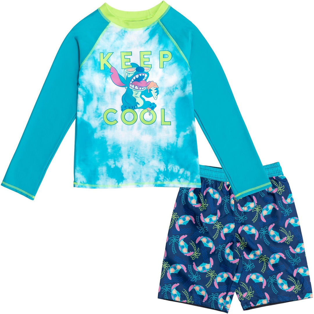 Disney Lilo & Stitch UPF 50+ Rash Guard Swim Trunks - imagikids