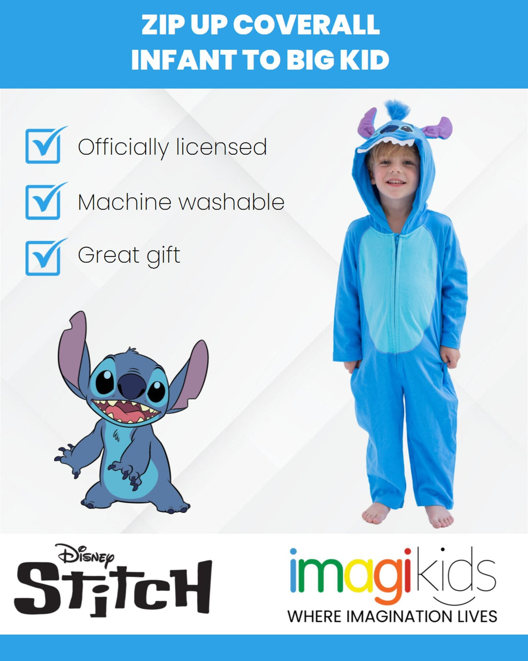 Disney Lilo & Stitch Zip Up Coverall - imagikids