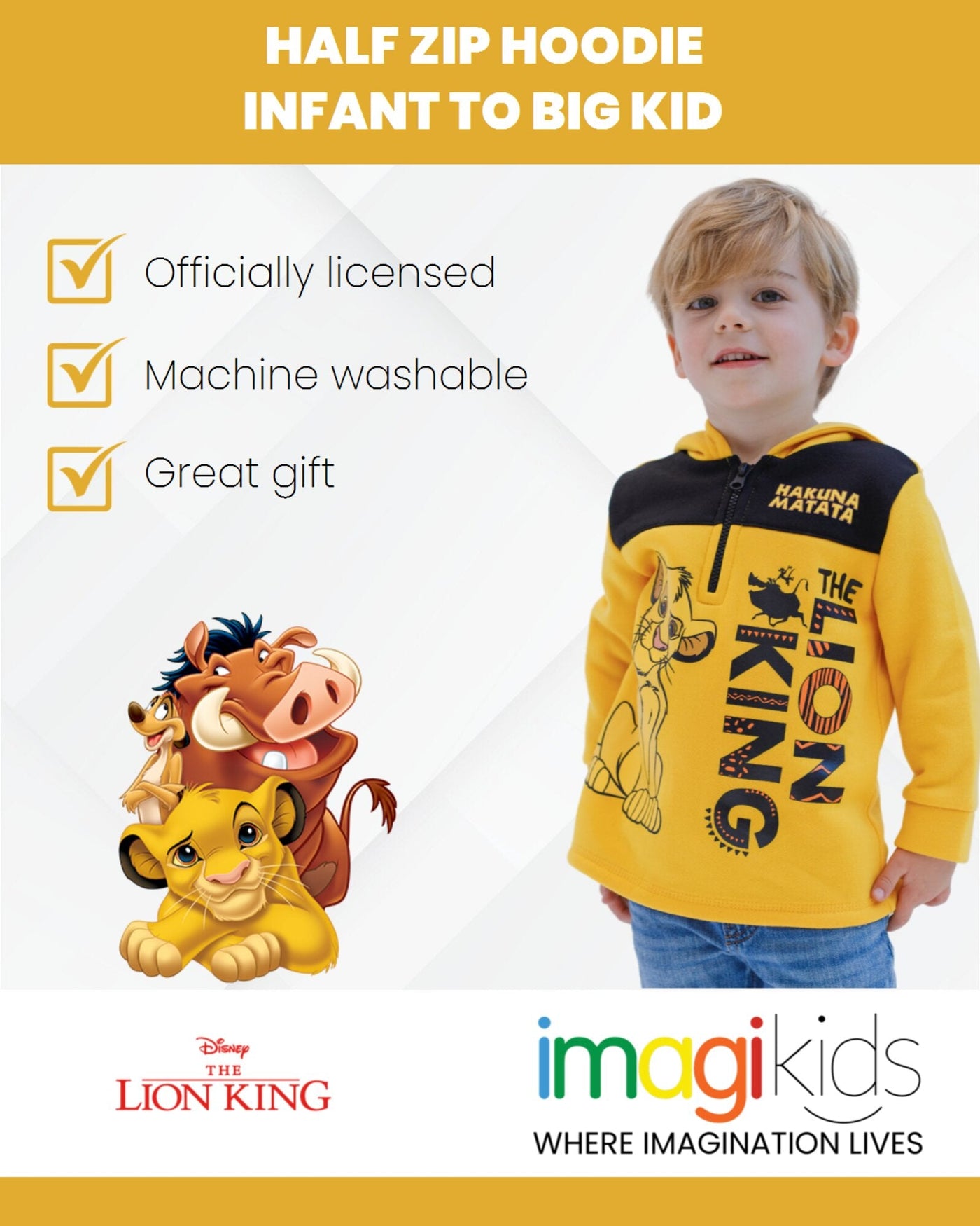 Disney Lion King Fleece Half Zip Hoodie - imagikids