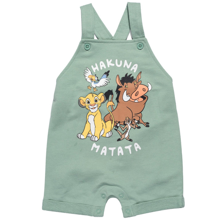 Disney Lion King French Terry Short Overalls T-Shirt and Hat 3 Piece Outfit Set - imagikids