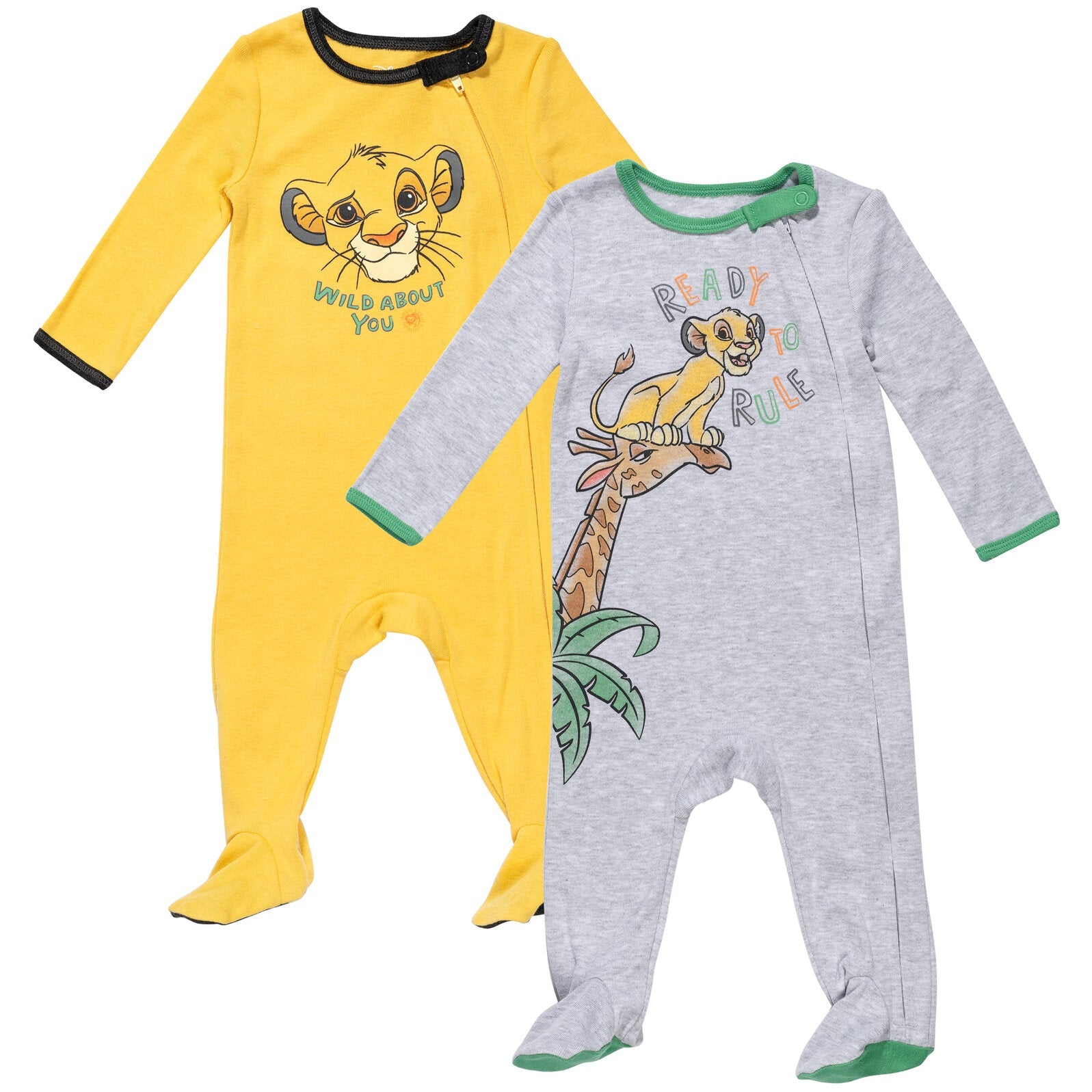 Disney Lion King Simba 2 Pack Zip Up Snap Sleep N' Play Coveralls ...
