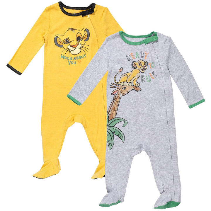 Disney Lion King Simba 2 Pack Zip Up Snap Sleep N' Play Coveralls - imagikids