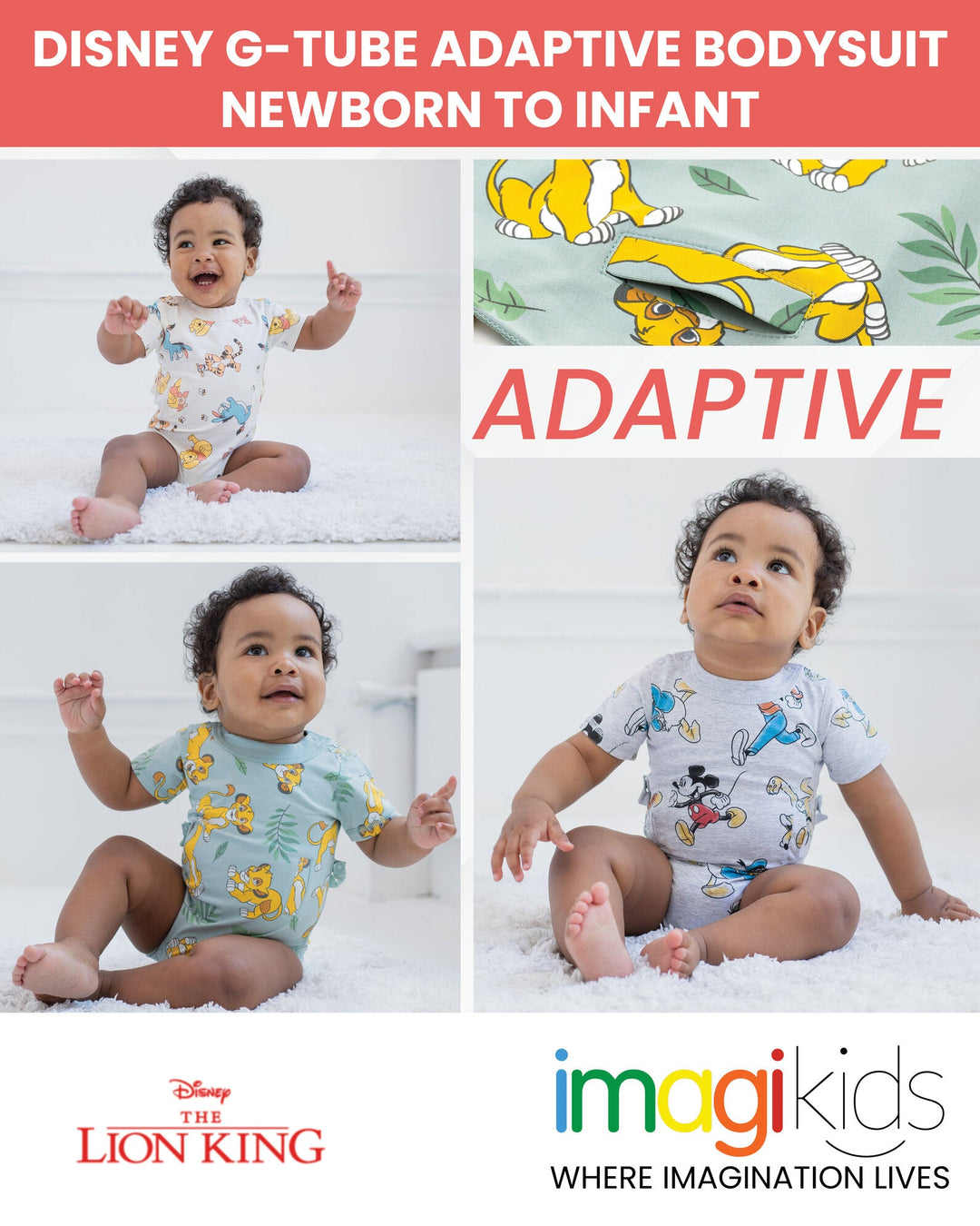 Disney Lion King Simba G-Tube Adaptive Bodysuit - imagikids