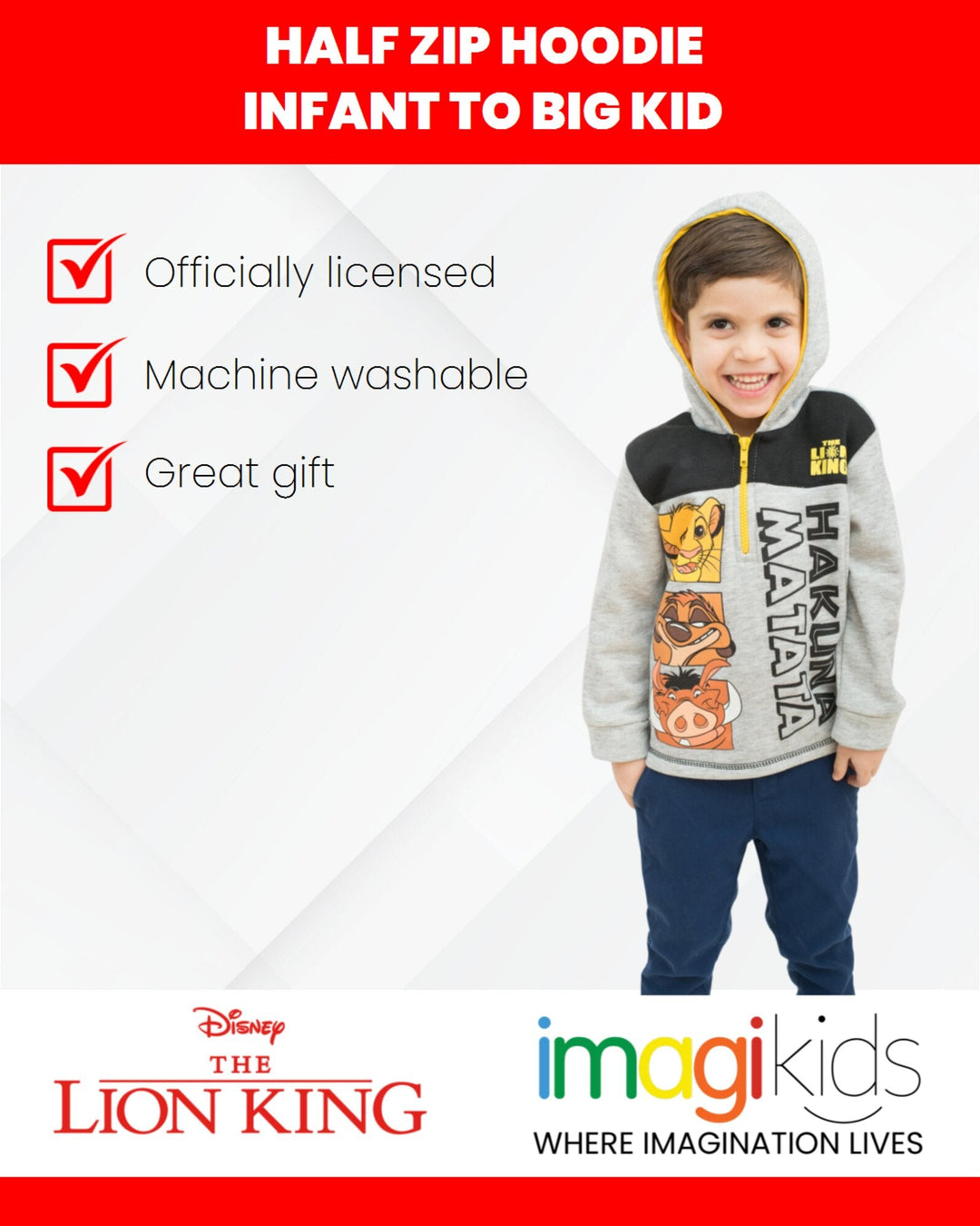 Disney Lion King Simba Half Zip Hoodie - imagikids