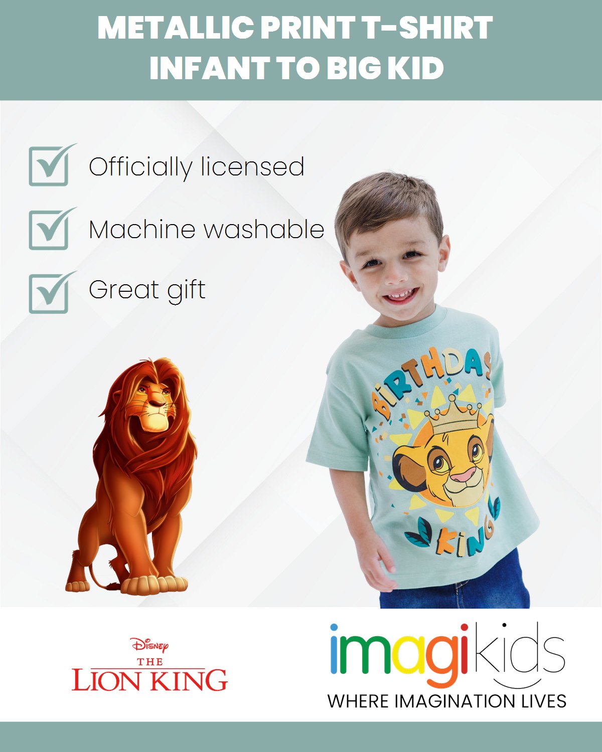 Disney Lion King Simba Metallic Print T-Shirt - imagikids