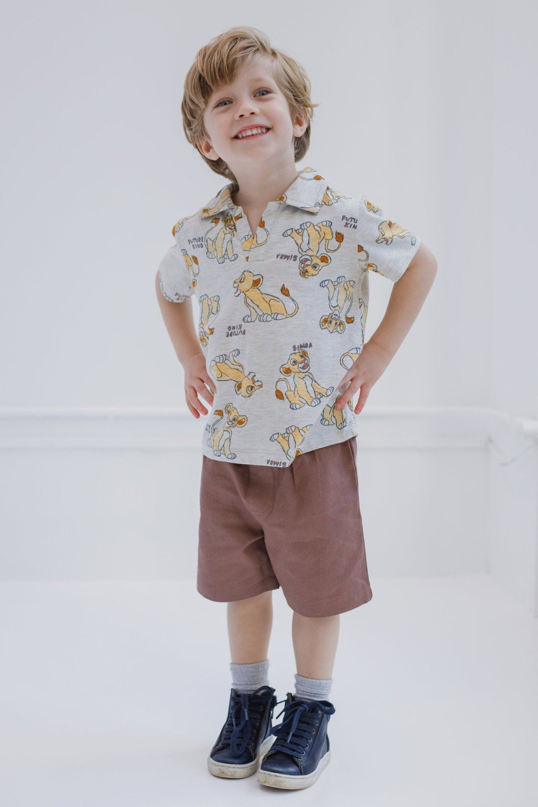 Disney Lion King Simba Polo Shirt and Twill Shorts Outfit Set - imagikids