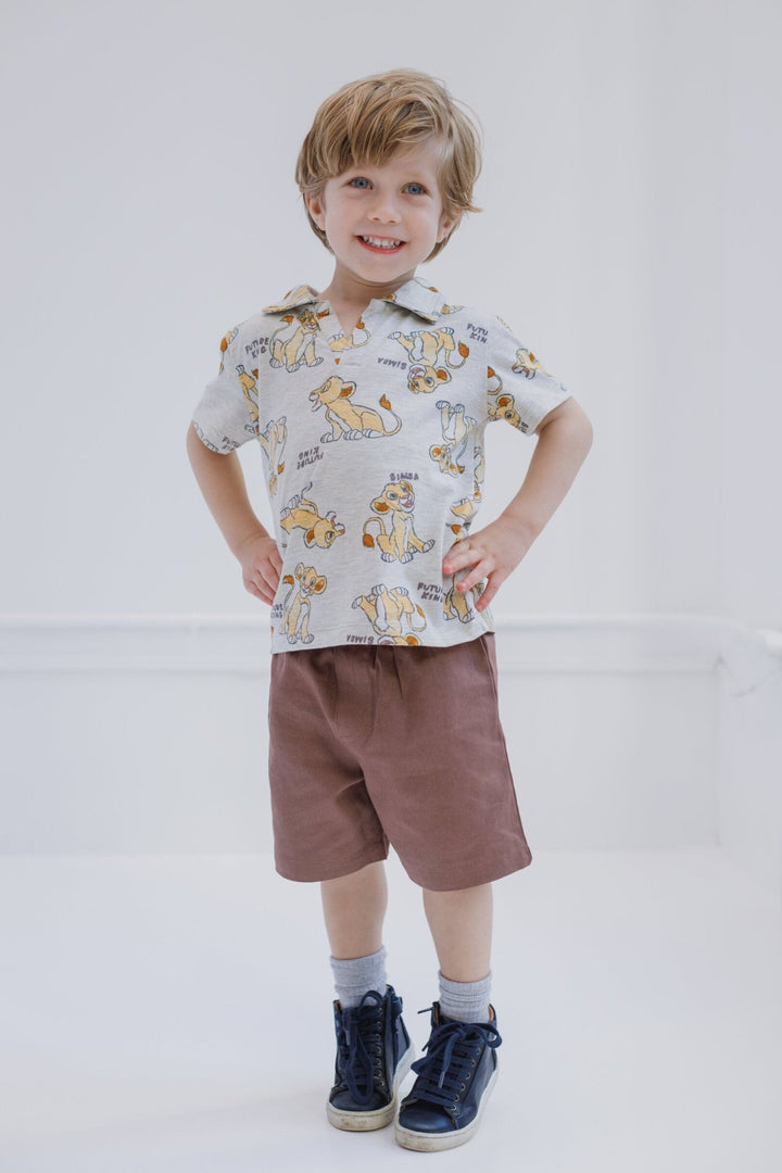 Disney Lion King Simba Polo Shirt and Twill Shorts Outfit Set - imagikids