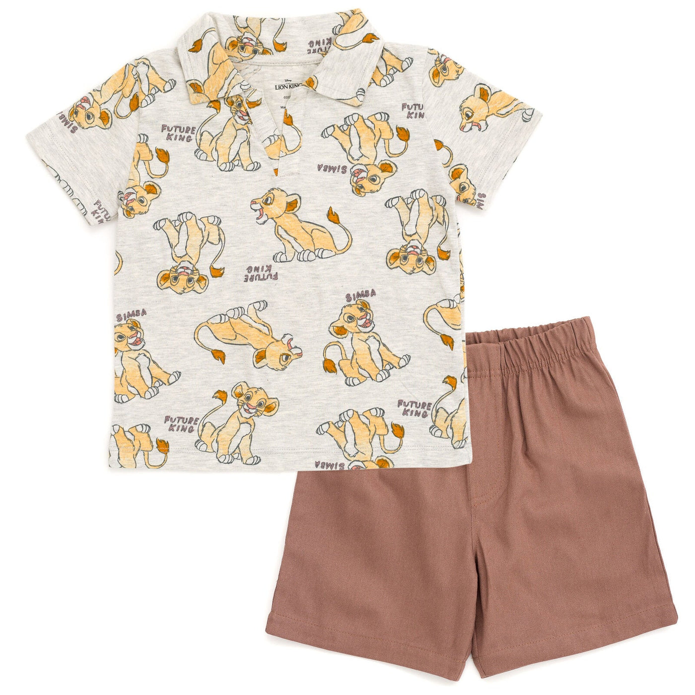 Disney Lion King Simba Polo Shirt and Twill Shorts Outfit Set - imagikids