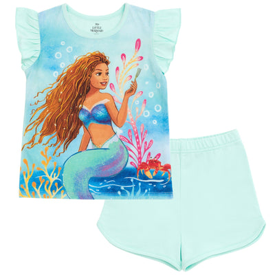 Disney Little Mermaid Princess Ariel T-Shirt and French Terry Shorts Outfit Set - imagikids