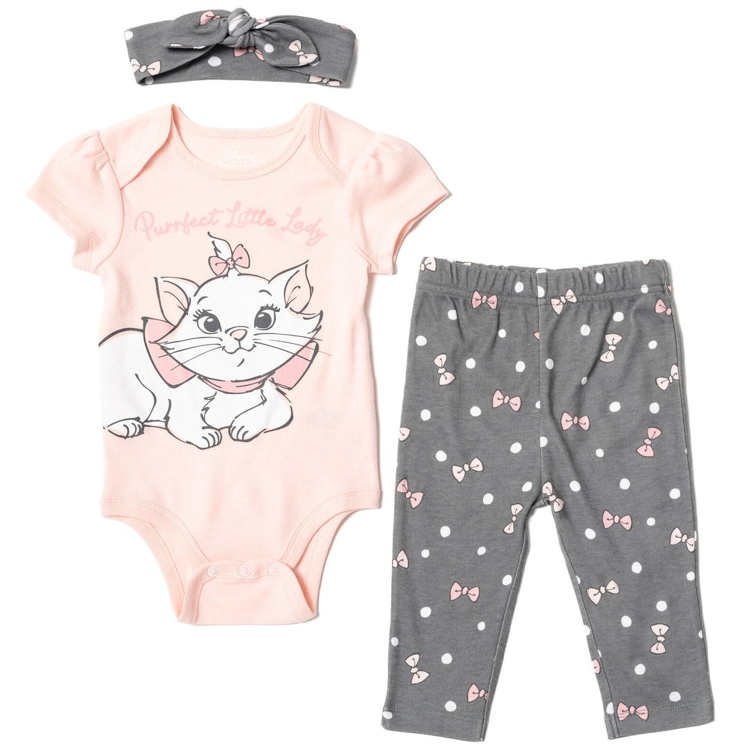 Disney Marie Bodysuit Pants and Headband 3 Piece Outfit Set - imagikids