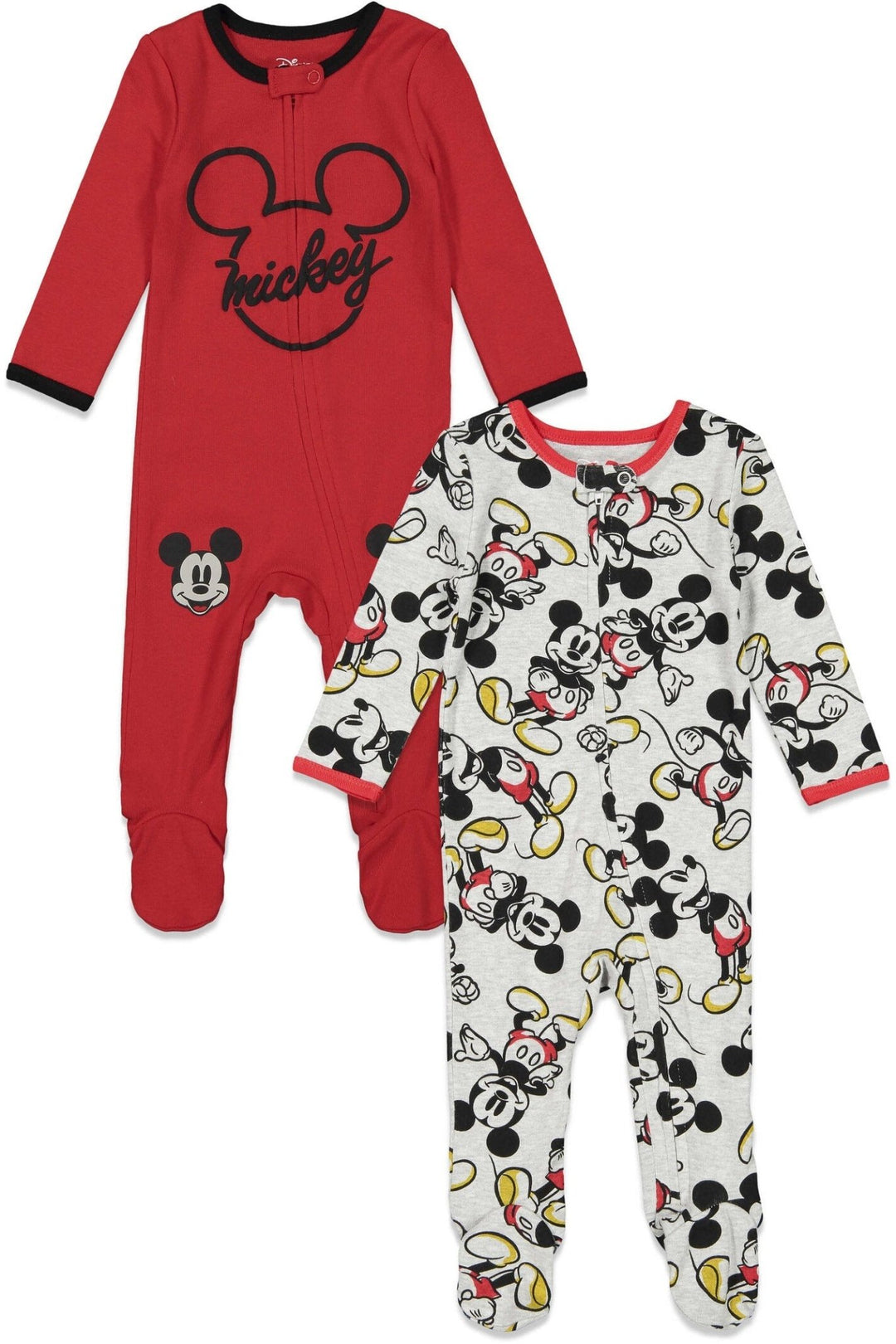 Disney Mickey Mouse 2 Pack Zip Up Long Sleeve Sleep N' Play Coveralls - imagikids