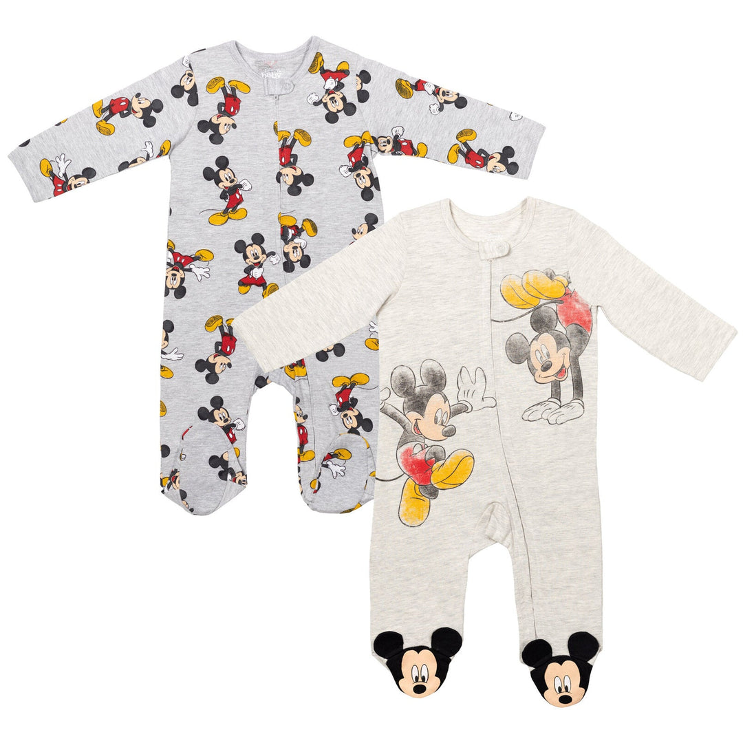 Disney Mickey Mouse 2 Pack Zip Up Sleep N' Play Coveralls - imagikids