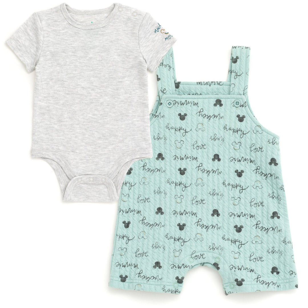 Disney Mickey Mouse Bodysuit and Short Overalls Outfit Set - imagikids