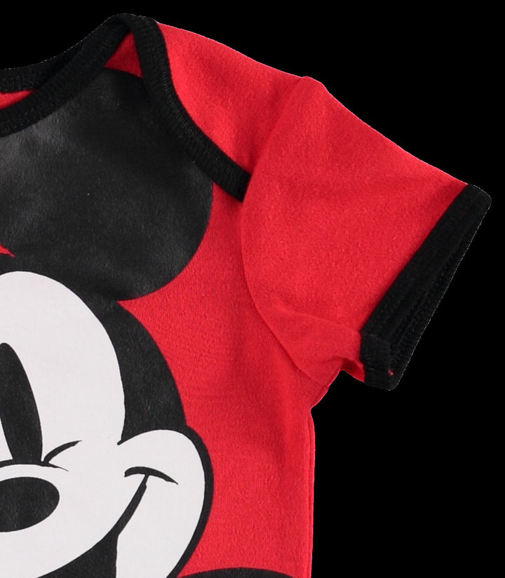 Disney Mickey Mouse Bodysuit Jogger Pants Bib and Hat 4 Piece Outfit Set - imagikids