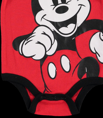 Disney Mickey Mouse Bodysuit Jogger Pants Bib and Hat 4 Piece Outfit Set - imagikids