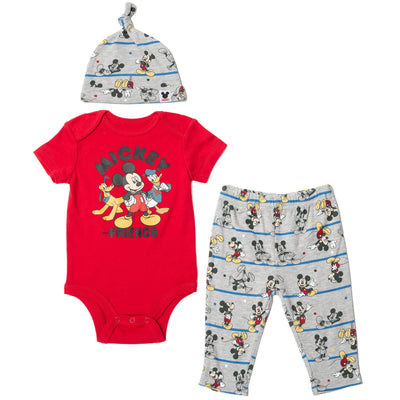 Disney Mickey Mouse Bodysuit Pants and Hat 3 Piece Outfit Set - imagikids