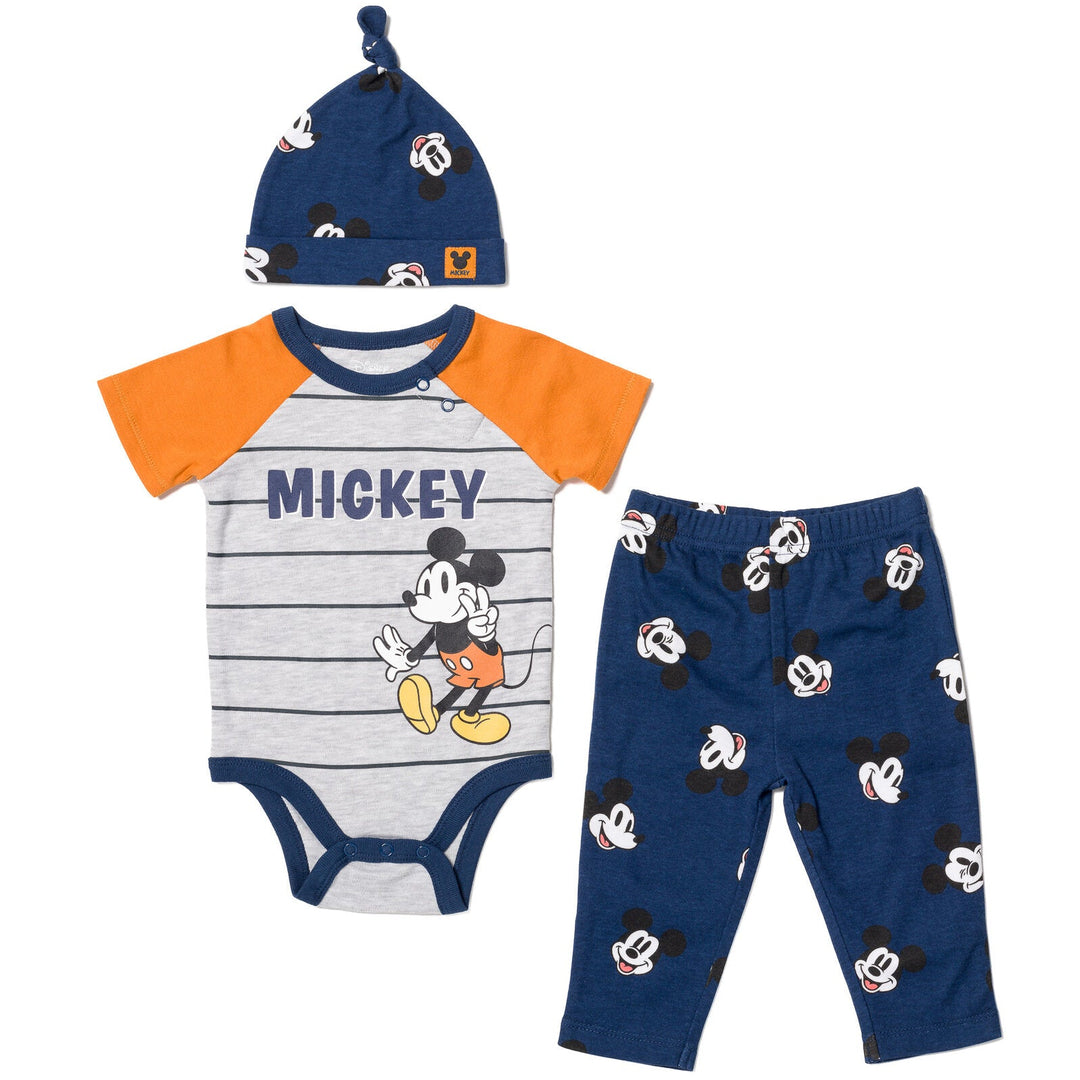 Disney Mickey Mouse Bodysuit Pants and Hat 3 Piece Outfit Set - imagikids