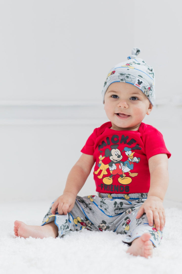 Disney Mickey Mouse Bodysuit Pants and Hat 3 Piece Outfit Set - imagikids