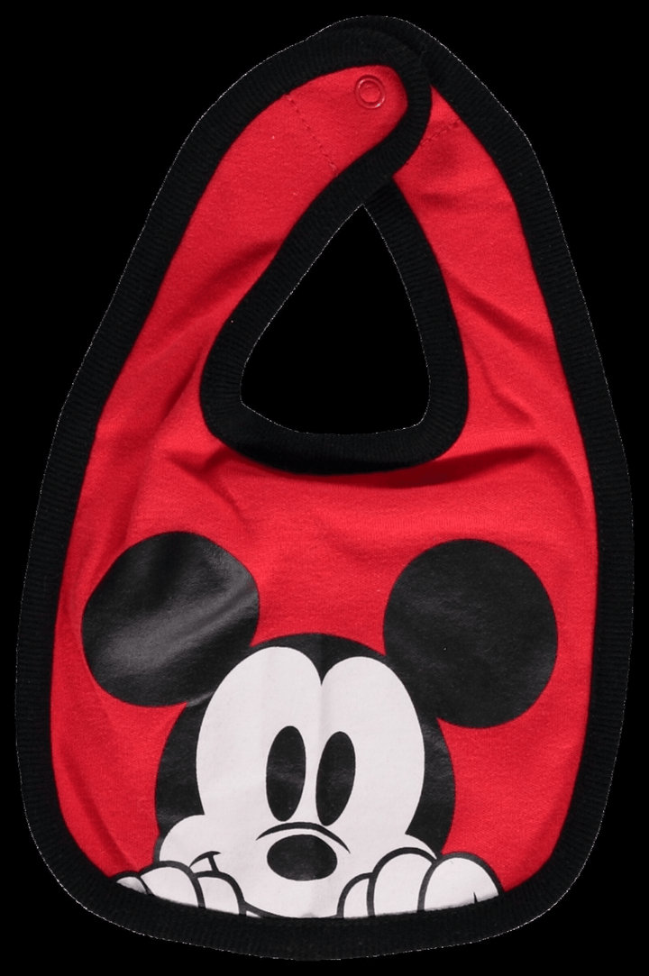 Disney Mickey Mouse Bodysuit Pants Bib and Hat 4 Piece Outfit Set - imagikids