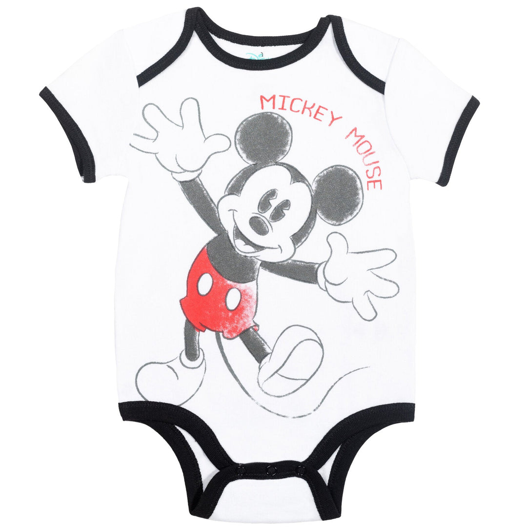 Disney Mickey Mouse Bodysuit Pants Bib and Hat 4 Piece Outfit Set - imagikids