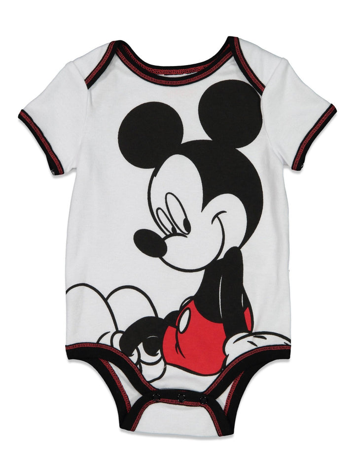 Disney Mickey Mouse Bodysuit Pants Bib and Hat 4 Piece Outfit Set - imagikids