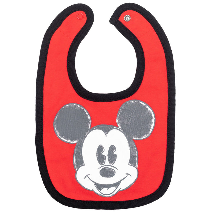 Disney Mickey Mouse Bodysuit Pants Bib and Hat 4 Piece Outfit Set - imagikids