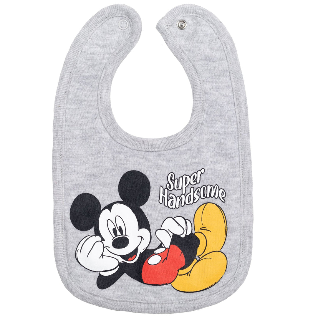 Disney Mickey Mouse Bodysuit Pants Bib and Hat 4 Piece Outfit Set - imagikids